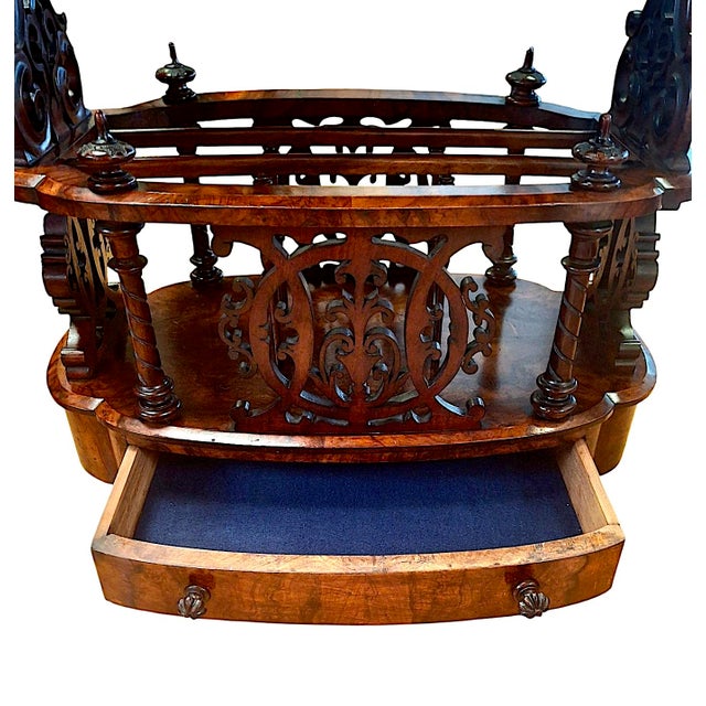 Antique Victorian Rosewood Canterbury Whatnot & Side Table With Drawer For Sale - Image 11 of 11