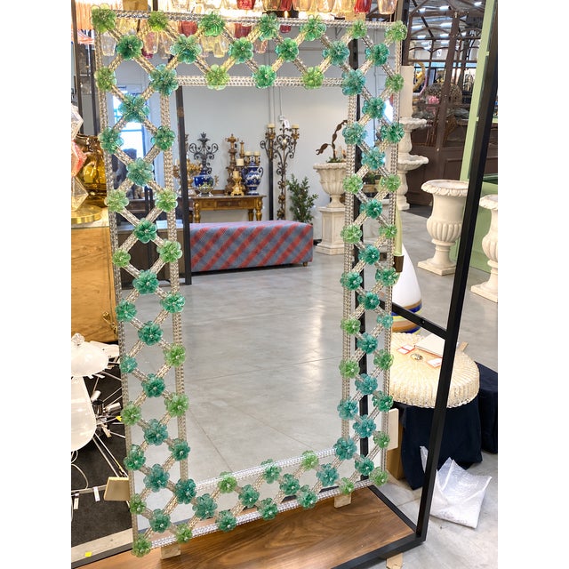 2020s Contemporary Modern Green Floreal Mirror Murano Glass For Sale - Image 5 of 5