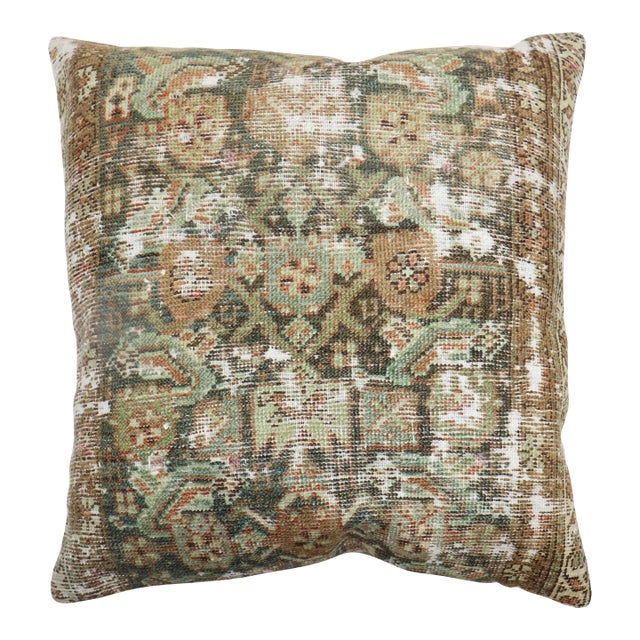 Zabihi Collection Large Square Worn Rug Pillow For Sale