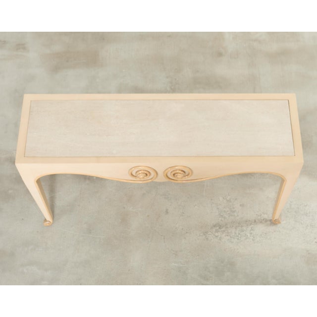 J. Robert Scott Sally Sirkin J. Robert Scott Travertine Snail Console Table For Sale - Image 4 of 18