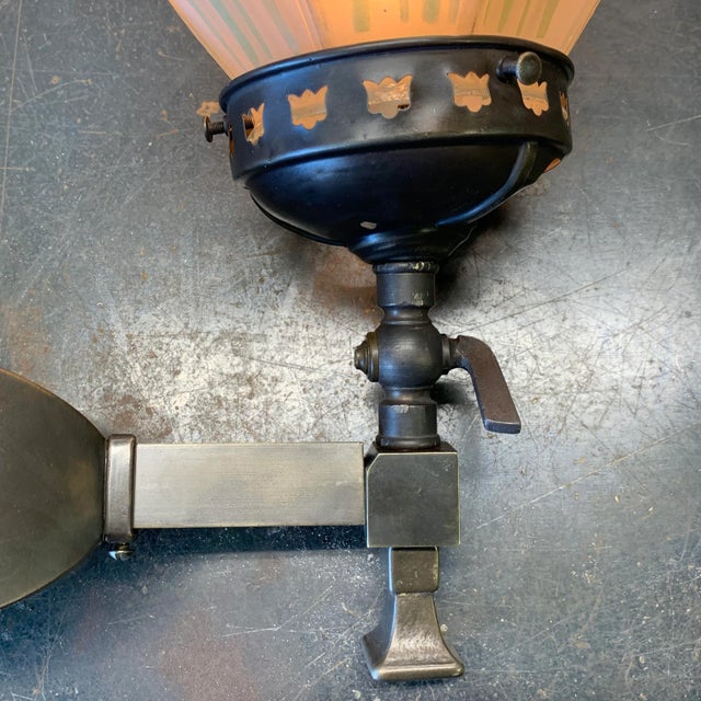 Antique Arts and Crafts Gas Sconce With Vented Shade For Sale - Image 4 of 6