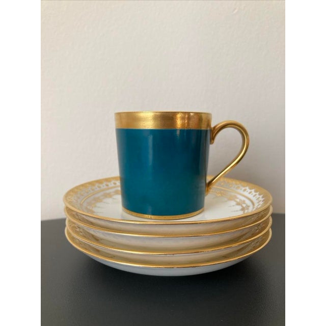 19th Century English Gold Porcelain Regency Drinks Coasters by Mintons- Set of 4 For Sale - Image 10 of 12