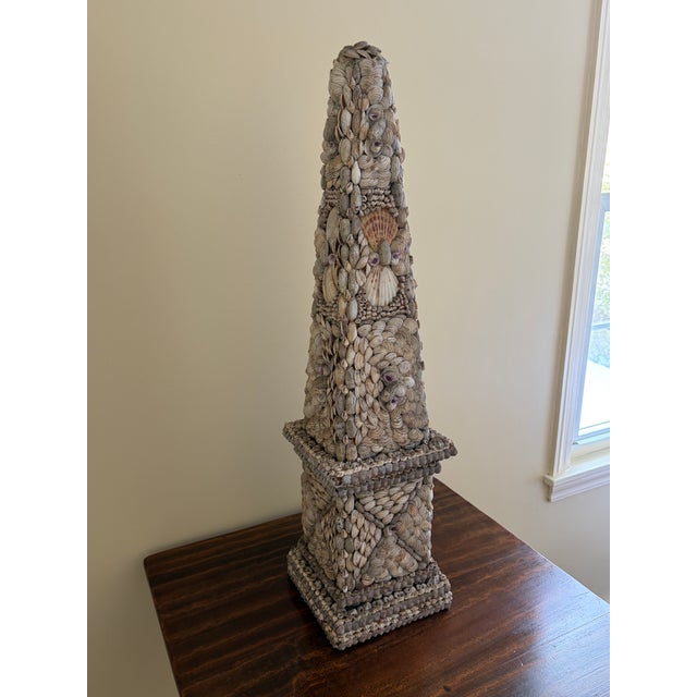 Late 20th Century Neoclassical Grand Tour Coquillage Shell Encrusted Obelisk For Sale In South Bend - Image 6 of 13