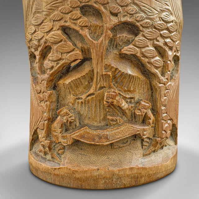 1930s Pair of Vintage Chinese Bamboo Brush Pots For Sale - Image 11 of 13