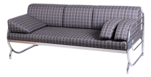 Bauhaus Sofa in Chrome and Fabric from Robert Slezak, Czech, 1930s