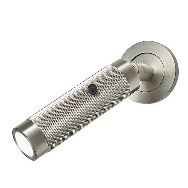 Modern Brushed Nickel Led Knurl Reading Light For Sale - Image 3 of 3
