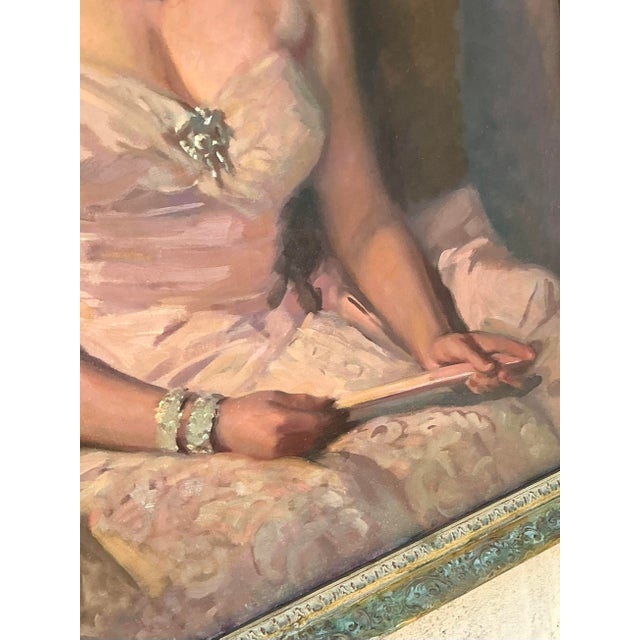 Vintage Regency Original Oil Portrait on Canvas For Sale - Image 9 of 10