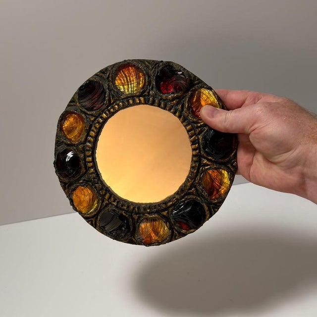 Brutalist Brutalist Murano Glass Mirror from Creaciones Gobesso, Italy, 1983 For Sale - Image 3 of 10
