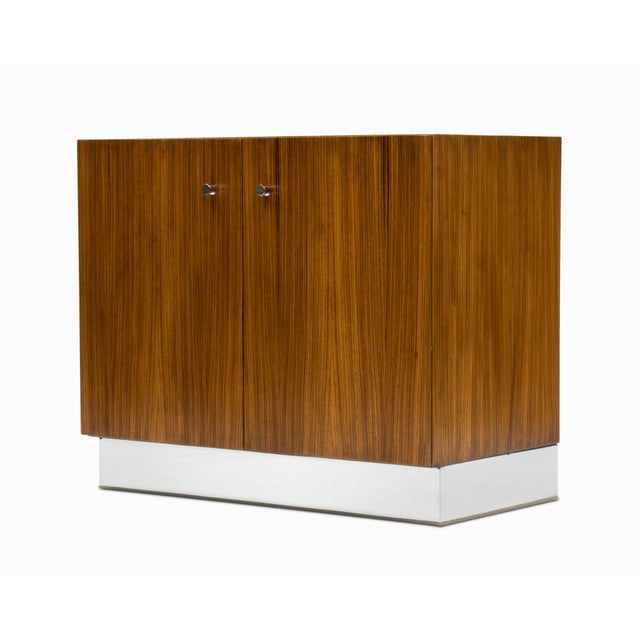 Mid 20th Century Pair of Vintage Mid Century Zebrawood and Chrome Cabinets by Milo Baughman For Sale - Image 5 of 15