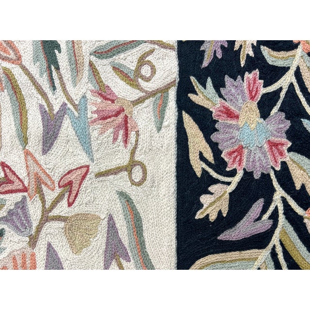 Beautiful Old Asmara Botanical Pure Wool Hand Stitched Krewel Work Wall Hanging, Tapestry, Throw, Rug or Blanket For Sale - Image 9 of 11