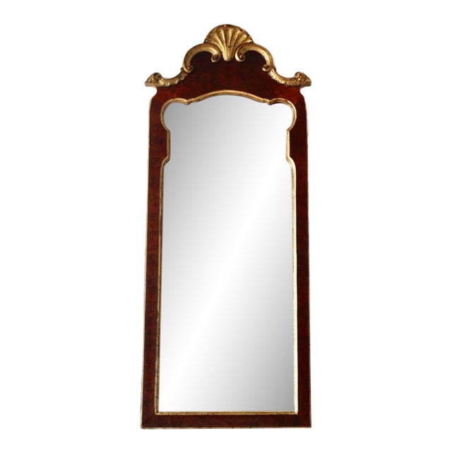 Vintage Italian La Barge Burl-Wood Gilded Wall Mirror For Sale