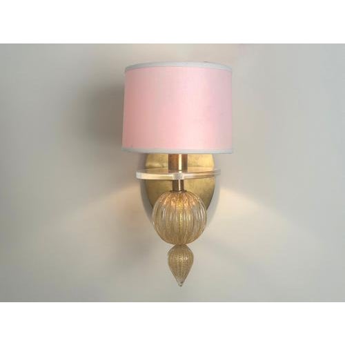 Gold Fleck Murano Glass Wall Sconces from Barbara Barry for Baker Furniture, Set of 2 For Sale - Image 10 of 13