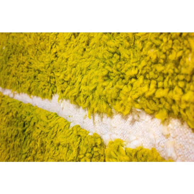 Vintage Plushy Folk Art Berber Rug in Lime Green Wool, 1970s For Sale - Image 3 of 8