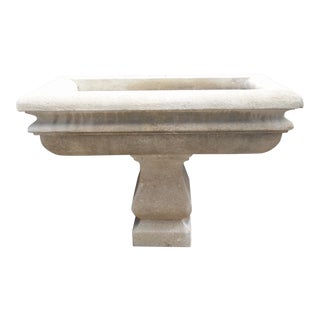 Two Piece Italian Garden Planter or Sink in Carved Limestone For Sale