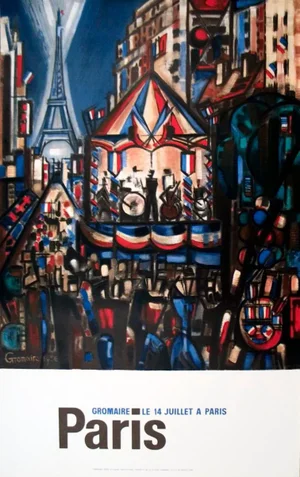 1964 Marcel Gromaire 'Paris, July 14th' Modernism Multicolor,Blue France Lithograph