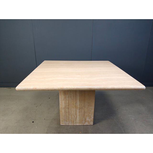 Stone Vintage Square Travertine Dining Table, 1970s For Sale - Image 7 of 7
