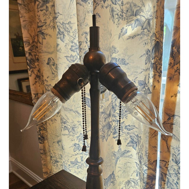 1900s Stately Bradley and Hubbard Slag Glass Lamp For Sale - Image 12 of 18