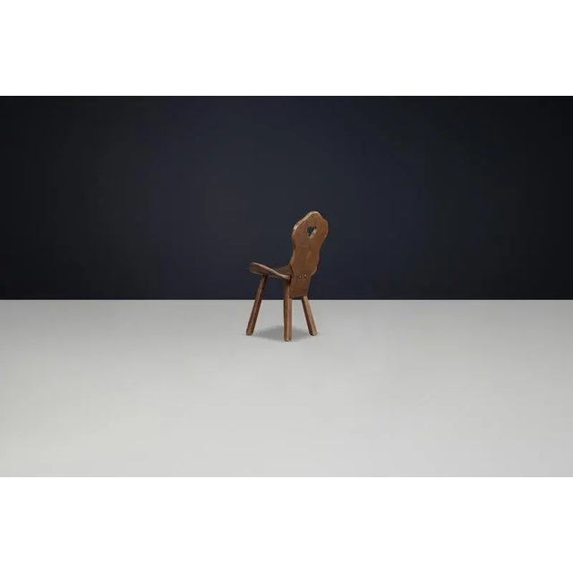 1950s Brutalist Saddle Chair in Stained Beech, France, 1950s For Sale - Image 5 of 9