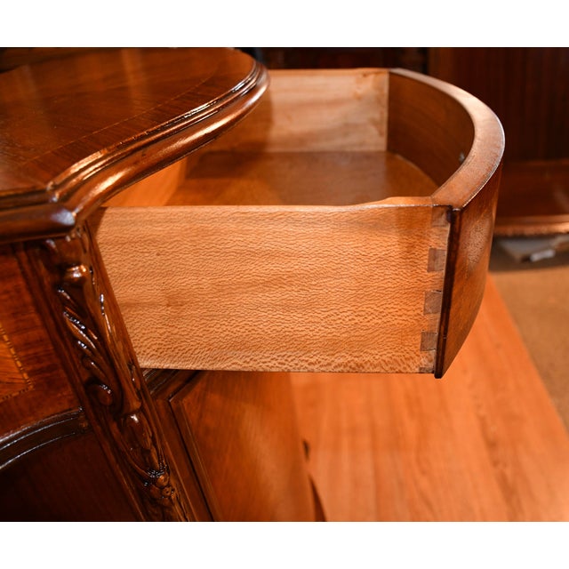 1920s Antique French Louis XV Walnut & Satinwood Inlay Cabinet Entry Hall Stand For Sale - Image 15 of 18