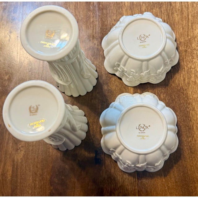 Metal Late 20th Century Set of 4, Lenox Certified Ivory Daffodil Vases For Sale - Image 7 of 12