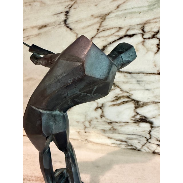 Bronze Abstract Cubist Golfer Sculpture For Sale - Image 4 of 9