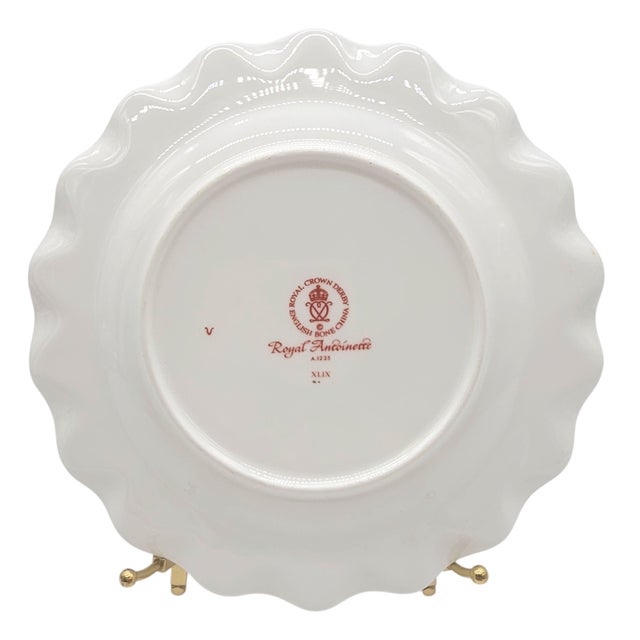 Ceramic Royal Crown Derby “Royal Antoinette” Bone China Salad Plate – Hand Gilded English Porcelain 8" For Sale - Image 7 of 8