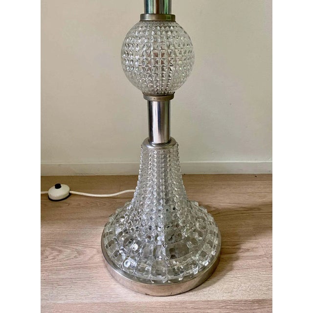 Wonderful European Lamp foot consisting of cut glass and Chrome. The lights inside can be switched on and off together or...