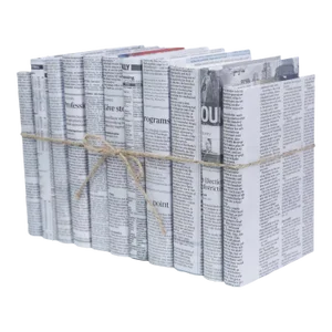 Decorative Books - Newspaper Paper Wrapped Book Bundle - 1 Foot of Grey Books