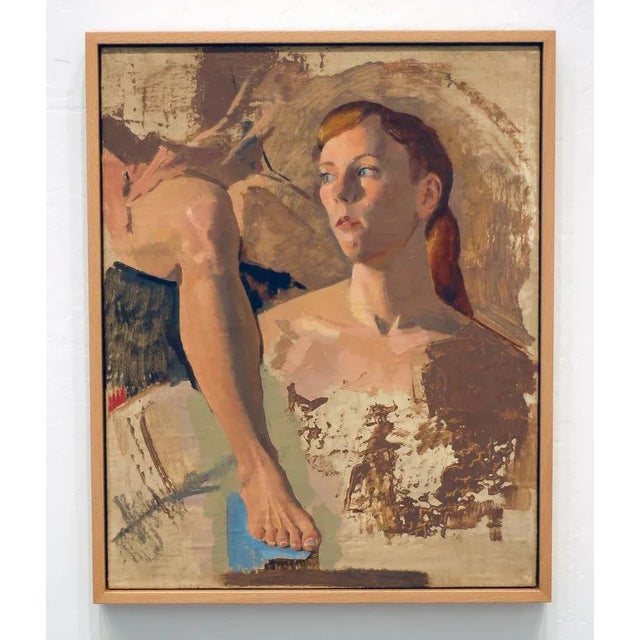 Original oil painting of a woman and a leg. Created using earth based pigments which last for millennia. Part of my Earth...