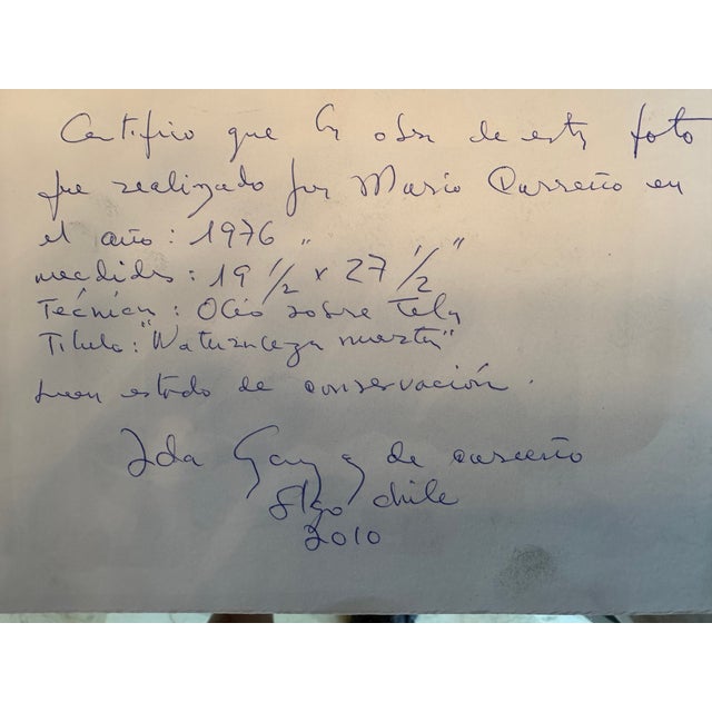 1970s Mario Carreno - (1913 - 1999) - Cuban - Oil on Canvas Coa - 29 1/2" W X 22" H, Framed For Sale - Image 5 of 5