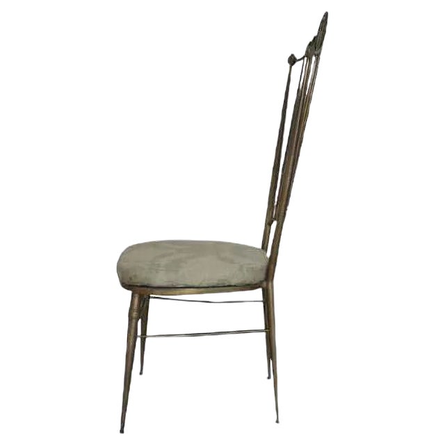 Mid-Century Hollywood Regency Style Brass Side Chair For Sale