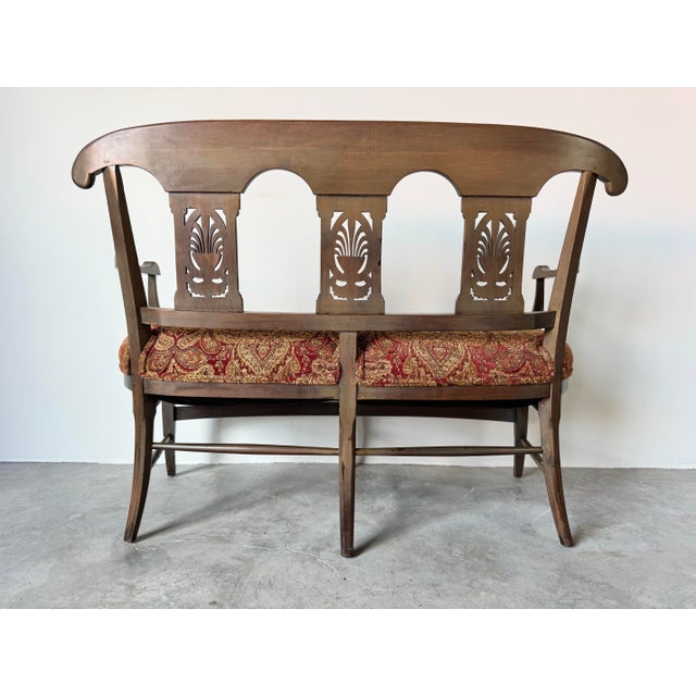 Antique French Country Carved Back Arm Settee For Sale - Image 9 of 12