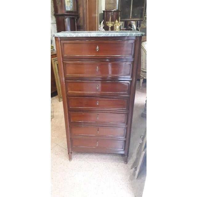 Napoleon III style seven-drawer chest in mahogany with oak interior, two woods typically used by French craftsmen to build...