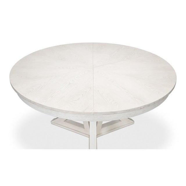 White Transitional Round Dining Table, Large - White Oak For Sale - Image 8 of 11