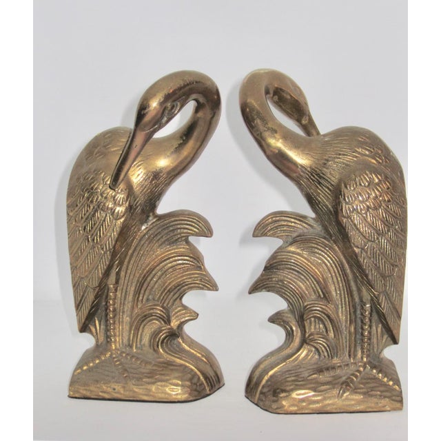 MidCentury Solid Brass Crane Bookends a Pair Chairish