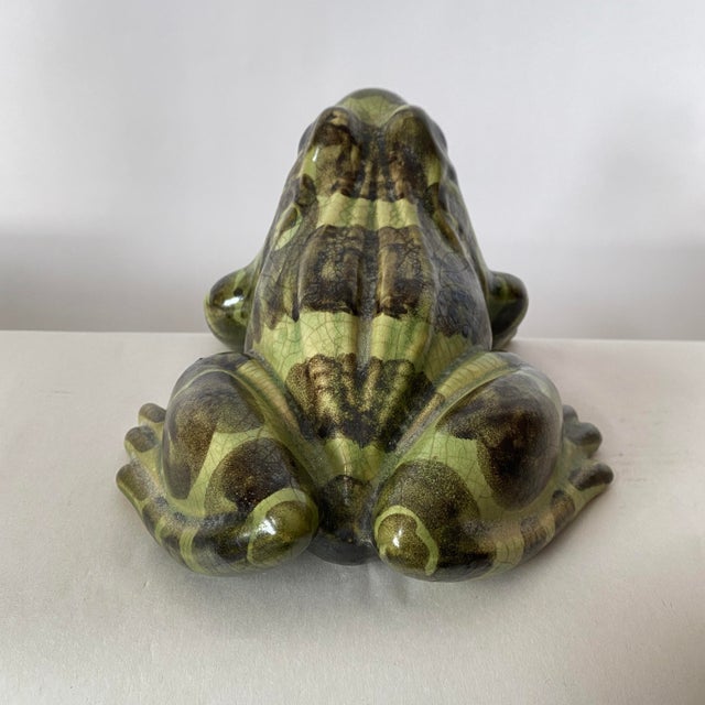 Vintage Spotted Green Ceramic Frog