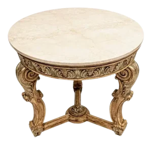 Vintage Jeffco Hand Carved Marble Top Center Table
