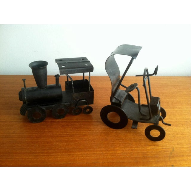 Hand Crafted Folk Art Train & Buggy - Pair For Sale - Image 4 of 6