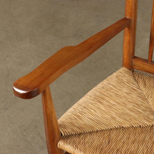 Vintage Beech and Straw Thrones, Italy, 1950s, Set of 2 For Sale - Image 6 of 10