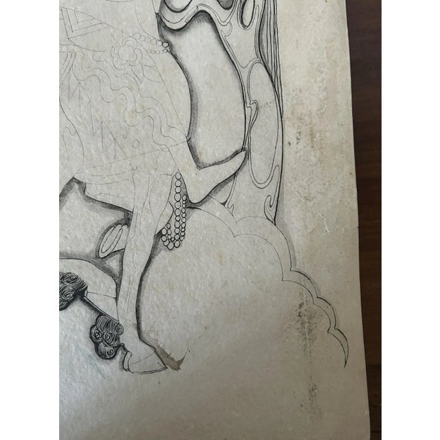 French Artist, Art Nouveau Figures, Ink Drawing on Paper, Late 19th-Early 20th Century, Framed For Sale - Image 14 of 18