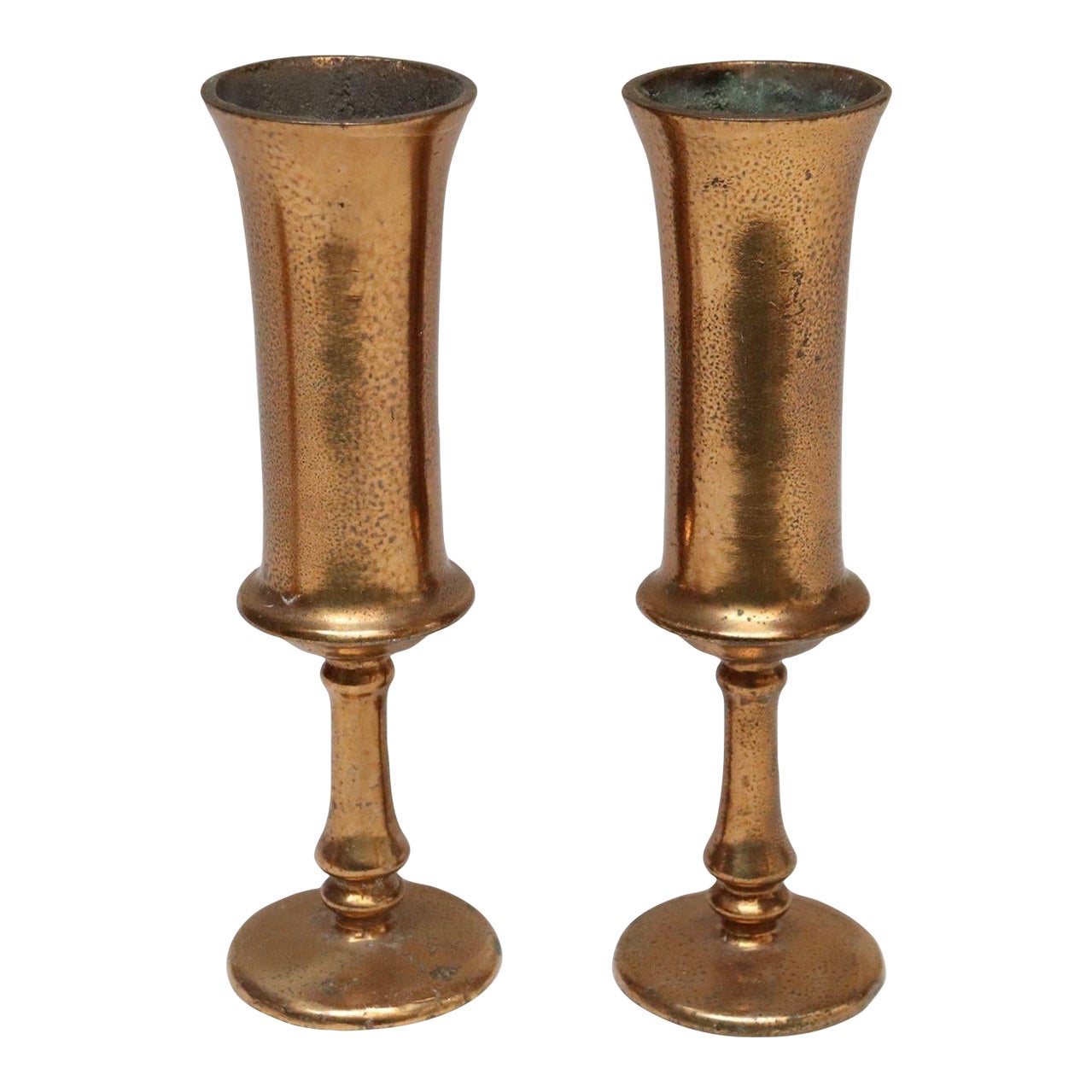Pair of Vintage Arts and Crafts Style Copper Goblets / Bud Vases | Chairish