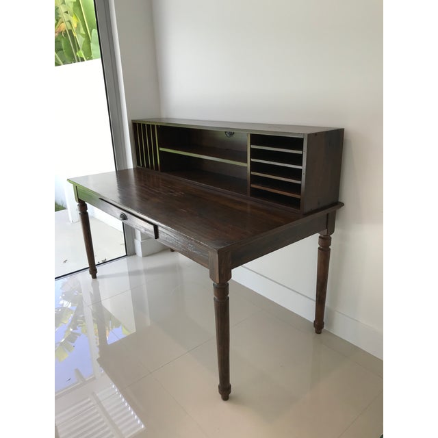 Farmhouse Pottery Barn Printers Writing Desk With Drawer and Letter File For Sale - Image 3 of 12