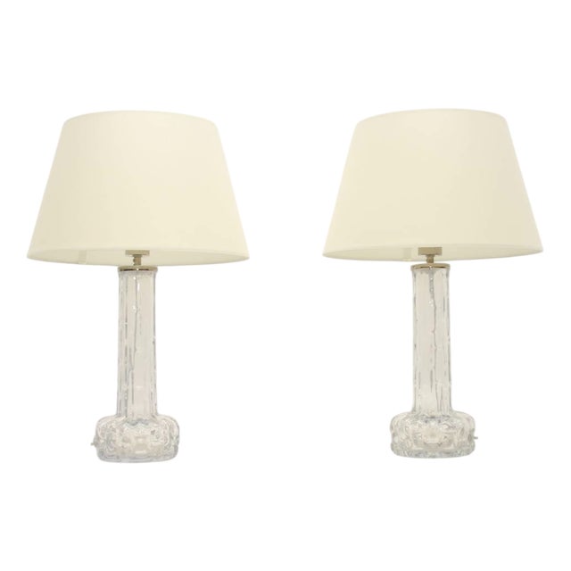 Swedish Table Lamps by Carl Fagerlund for Orrefors, 1960s, Set of 2 For Sale