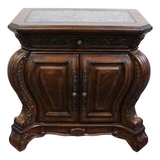 Aico Michael Amini Romanza Collection Old World Baroque 38" Bombe Nightstand - Deep Claret Finish 74040-56 For Sale