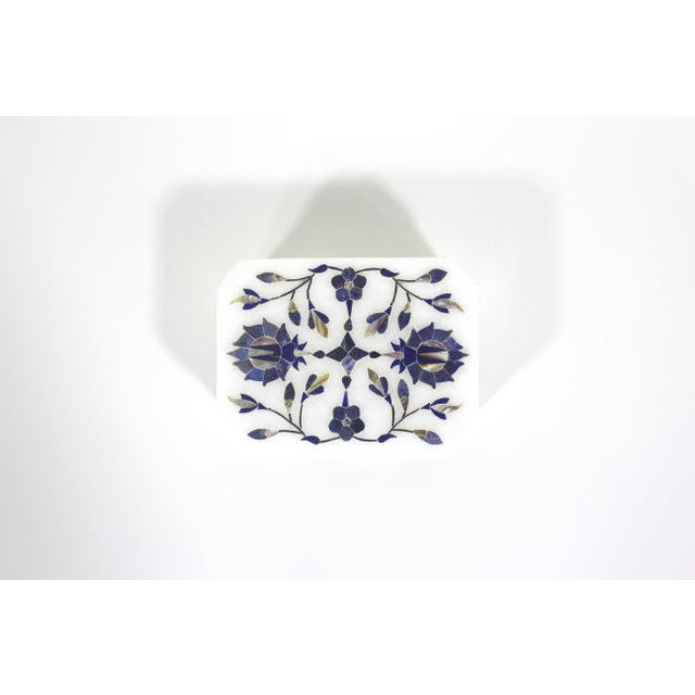 Late 20th Century Vintage Marble Box Inlaid With Lapis Lazuli and Mother of Pearl For Sale - Image 5 of 13