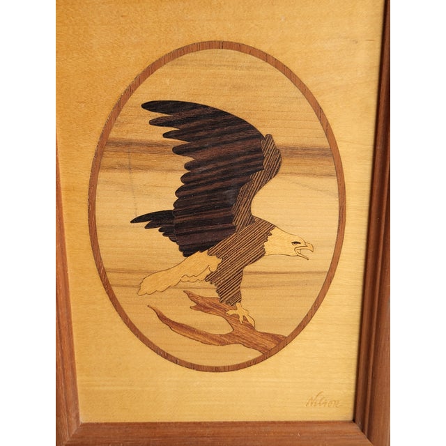 This is a beautiful example of fine wood inlay art by Hudson River Inlay and signed Nelson. Most of these handcrafted...