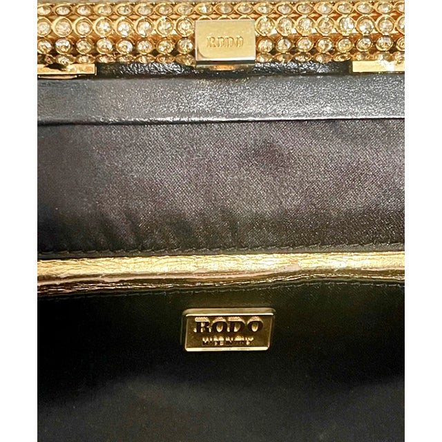 Rodo Calfskin Clutch With Crystal Clasp For Sale - Image 9 of 9