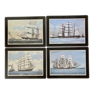 Late 20th Century Pimpernel Tall Sailing Ships Cork Backed Nautical Placemats - A Set of 4 For Sale