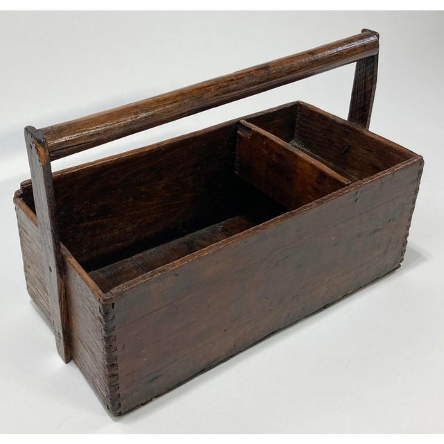 Farmhouse Antique Handmade Primitive Wood Tool Box For Sale - Image 3 of 7