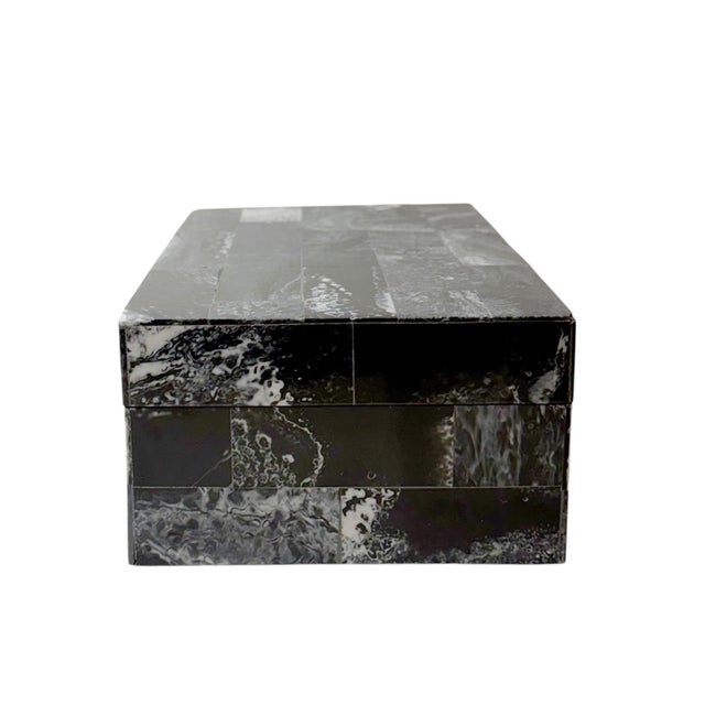 Wood Vintage Maitland Smith Style Black and White Box For Sale - Image 7 of 7